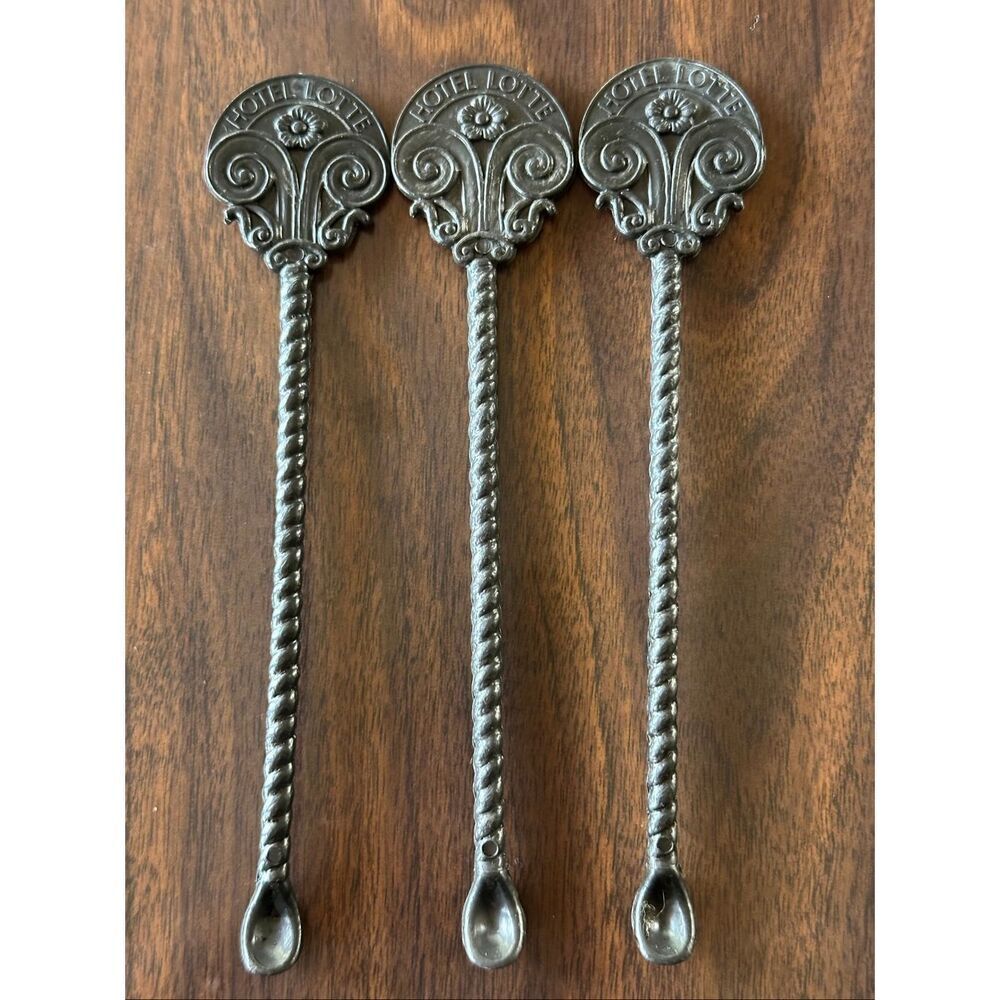 Vintage Hotel Lotte Swizzle Stick Drink Cocktail Spoon Stir Barware Collectible